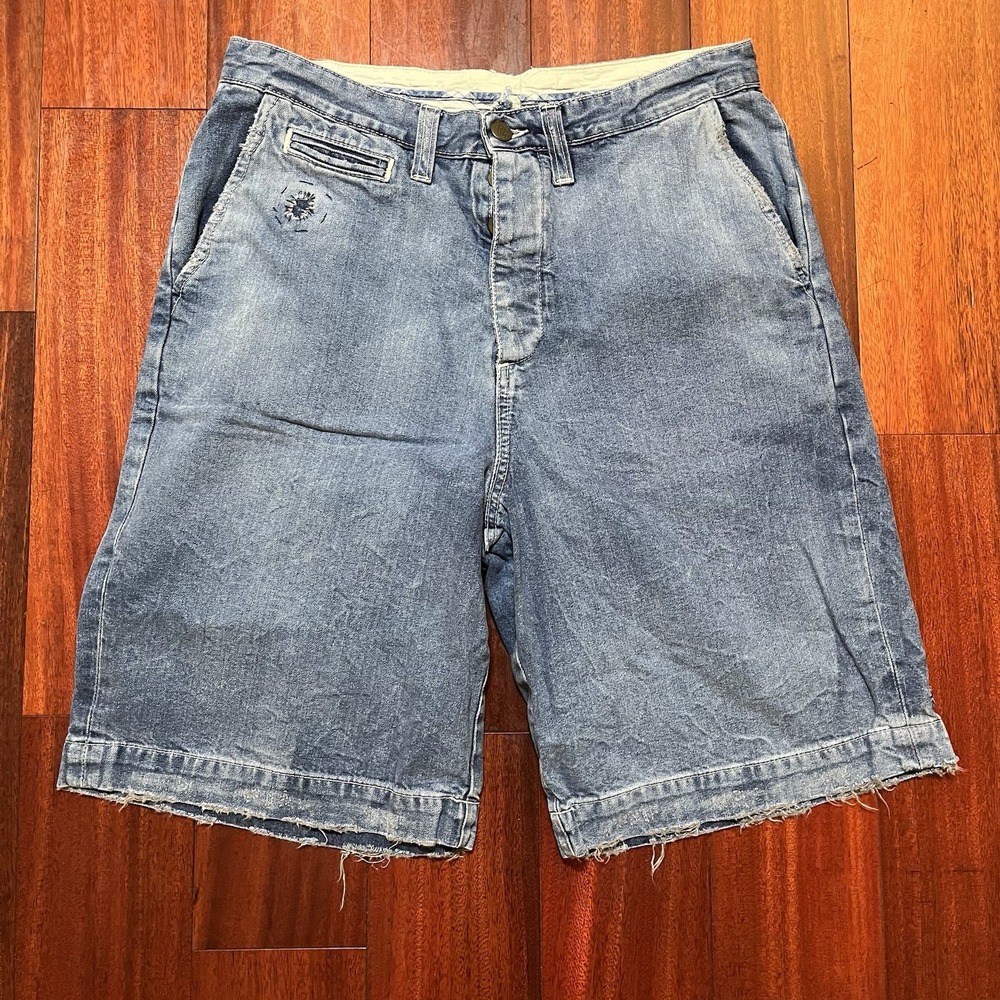 Polo Ralph Lauren Jean Shorts Mens 32 10" Nichols B.B Distressed Cinch Strap Y2K